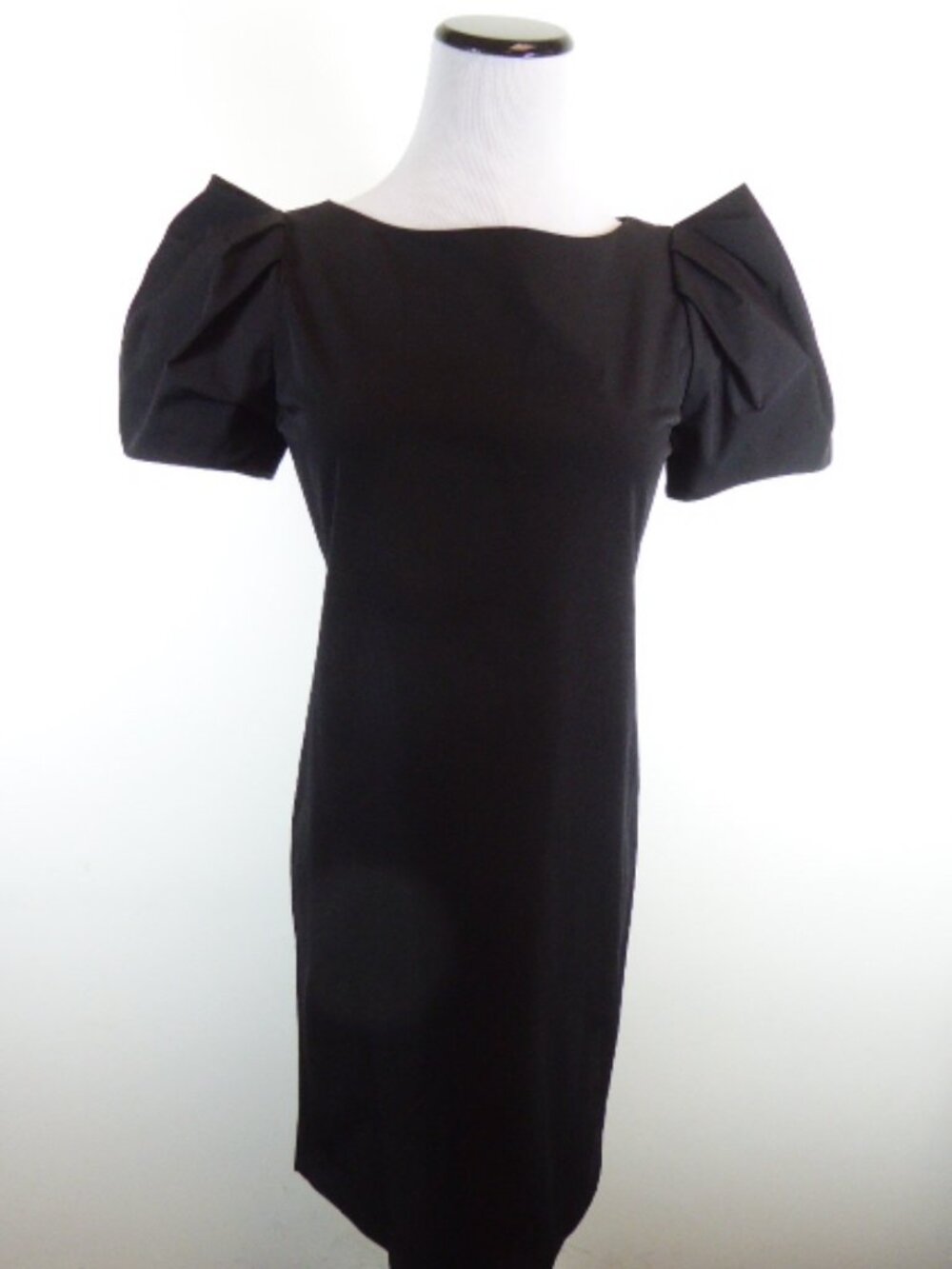 DVF black puff sleeve black dress 2 party wedding stretch Diane von Furstenberg